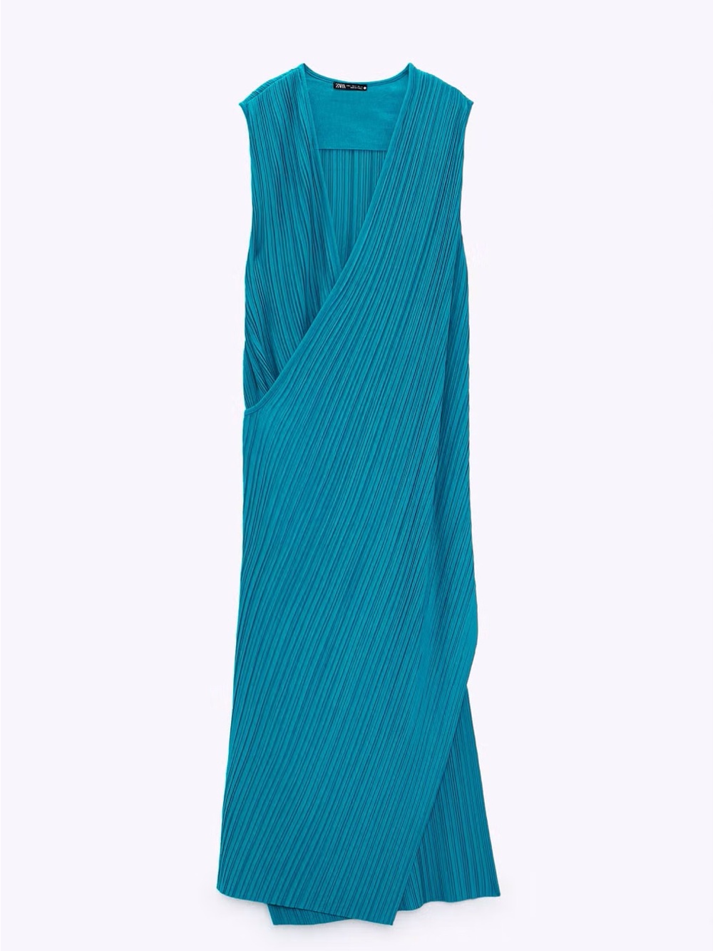 ZARA Sleeveless Pleated Wrap Maxi Dress - Teal